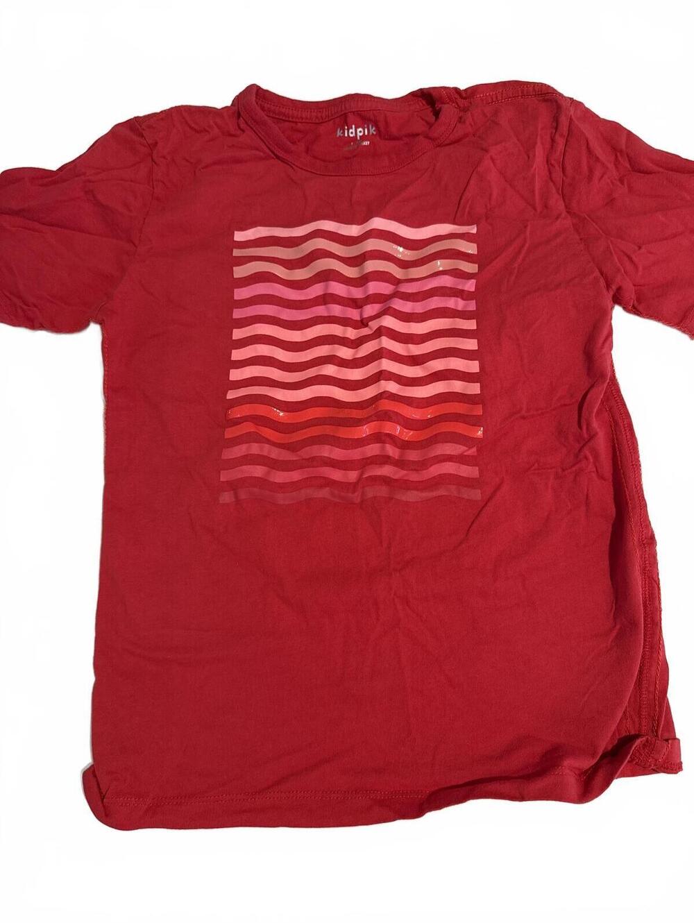 kidpik Boys Red Waves Graphic Tee Large